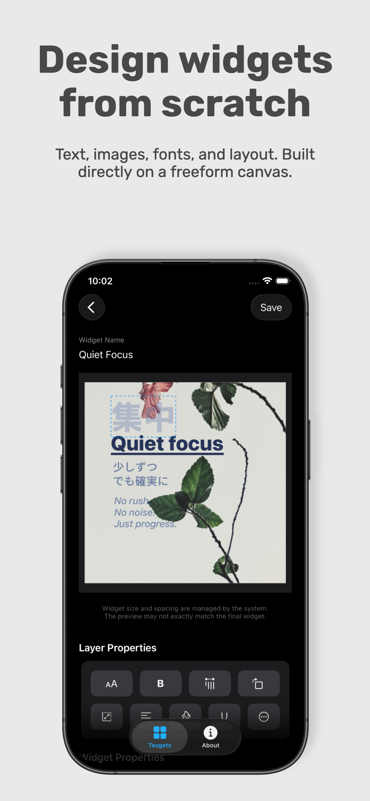 Text widget preview screenshot